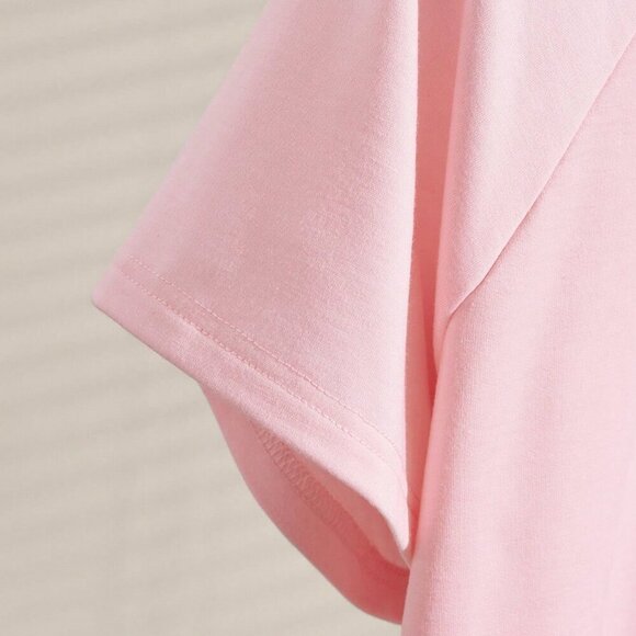 Pink Casual Women's Versatile Shorts & Short Sleeve Top Set - Picture 6 of 7